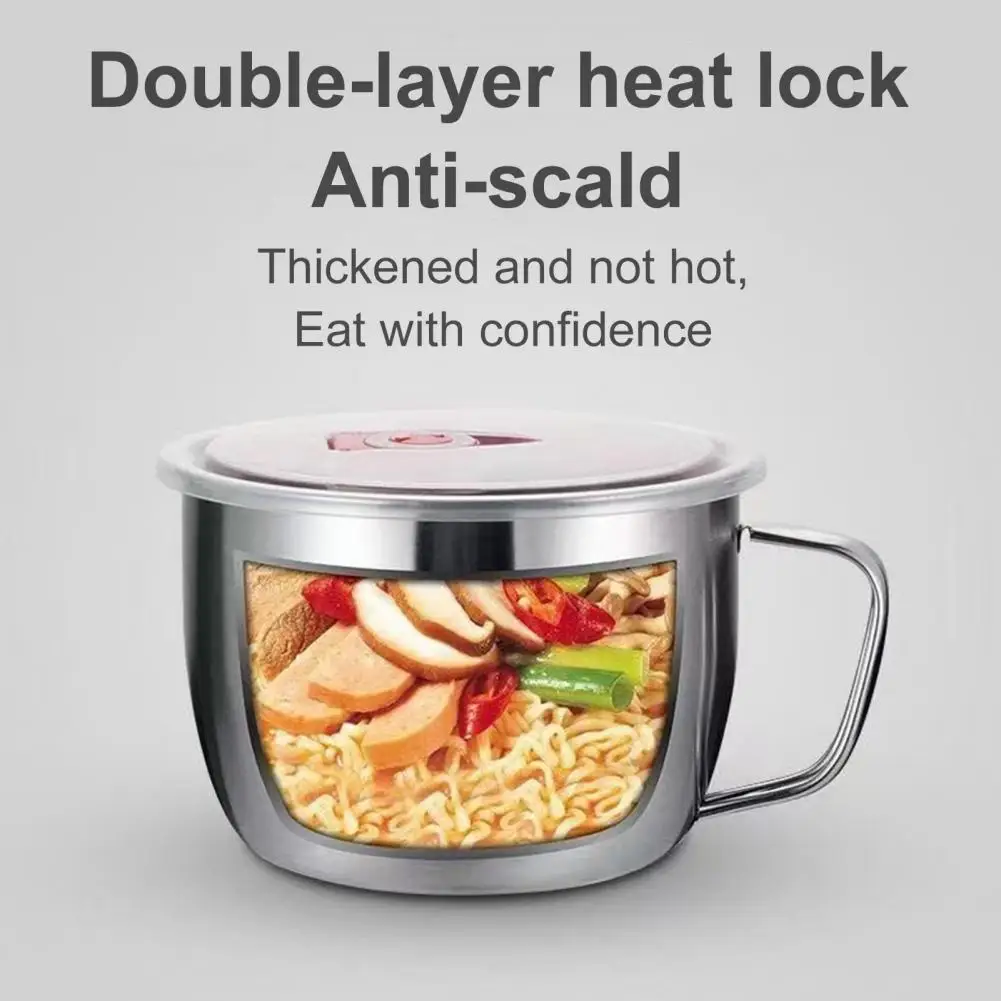 Soup Bowl Round Noodle Bowl Ergonomic Handle Dust-proof  Mod