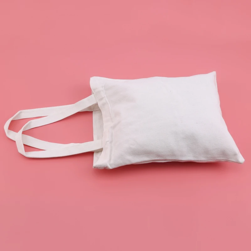 

Foldable Women Canvas Handbag Reusable Storage Tote Bag Solid Color Shopping Bag Girls Shoulder Bags