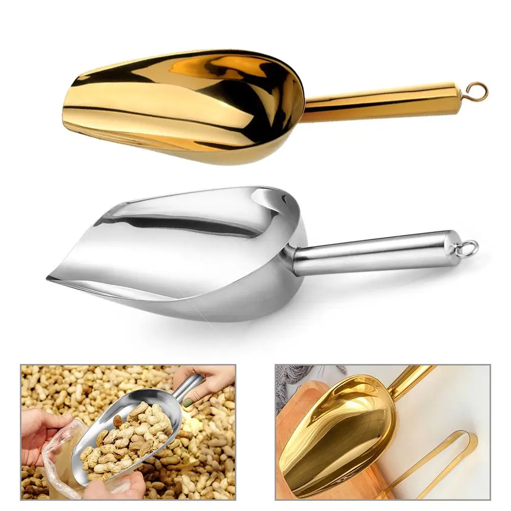 

1PCS Shovel Candy Ice Cube Flour Colorful Spoon Stainless Steel Bonbons Beans Shovel Food Scoops Buffet Tools Kitchen Utensil