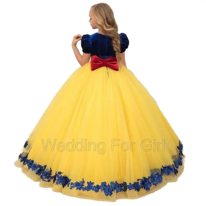

Princess Dress Tulle Puffy Girl Birthday Gowns Cute Flower Girl Dress Bow Little Baby Party First Communion Skirts