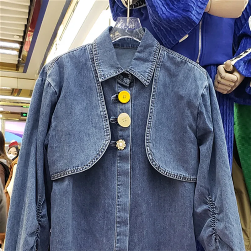 Новинка Осень-зима 2022 Европейская Женская модная простая джинсовая рубашка