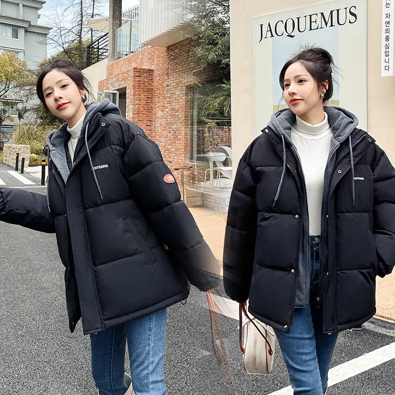 2022 Winter Women Oversized Parkas Coat Fashion Solid Thick Warm Hooded padded Coat Casual Winter Outwear Jacket parkas