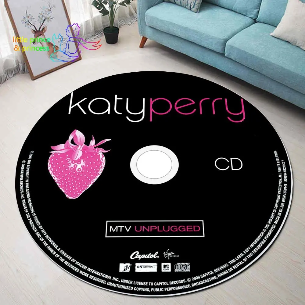 

K-Katy Perry CD Rug Music Round Mat Round Rug Round Carpet Bathroom Mat Black Mat Home Decor Rug Living Room Kitchen