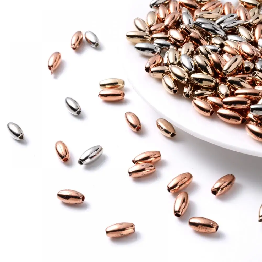 

100 шт., 8 мм, овальные акриловые разделительные бусины CCB, золотистые и Серебристые блестящие бусины для самодельных браслетов, фурнитура для ...