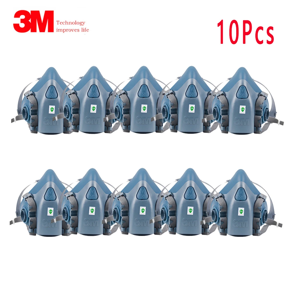 

10Pcs 3M 7502 Gas Mask Chemical Respirator Protective Mask Industrial Paint Spray Can Matched with 6000 Filter Anti Organic Gas