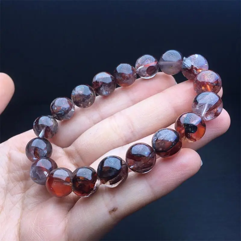 12 мм натуральный огненный кварц браслет гематоид красочные драгоценные камни