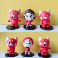 6pcsset disney turning red action figure toy kawaii meimei turnings red panda anime model doll cake decoration kids gifts