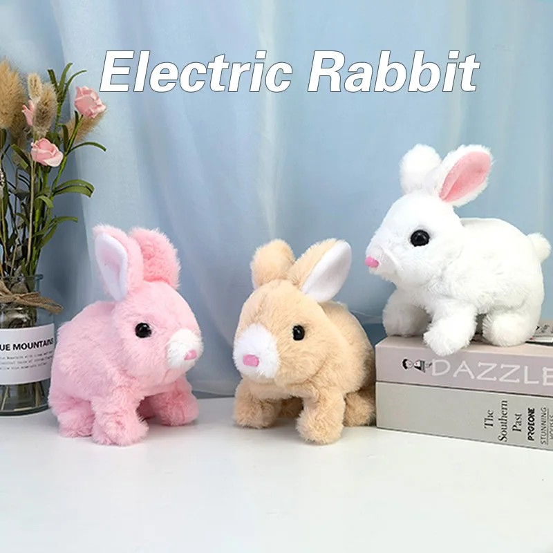 

Simulation Electric Rabbit Jumping Sounding Long Hair Kawaii Plush Toys Cartoon Anime Model Doll Stuffed Toy Christmas Gift