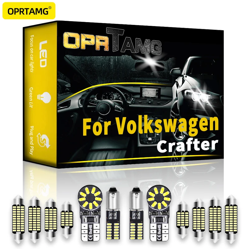 

OPRTAMG светодиодная интерьерная с Canbus светильник Kit для Volkswagen VW Crafter 2009 2010-2022 клиновидный номерной знак лампа купольсветильник свет Автомобиль...