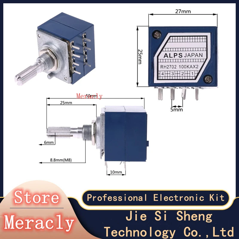 

Potentiometer RH2702 8 Pin Serrated Split Shaft 6MM Precision 27-type A100K 100K WXTC