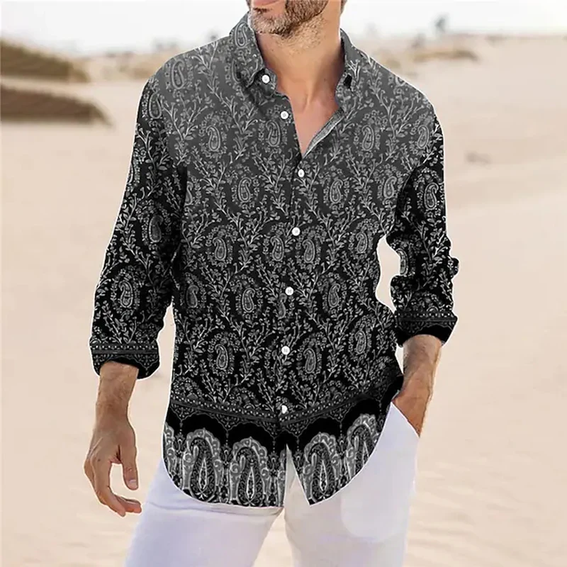 

New Luxury Men's Shirts Oversized Shirt Vintage Flower Printed Designer Long Sleeve Tops Men Clothes Club Prom Fashion Cardigan