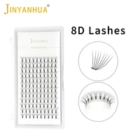 jinyanhua 8d fans eyelash extension 0 07 short stem premade volume lash extensions 8 15mm c d curl small base russian lash fans