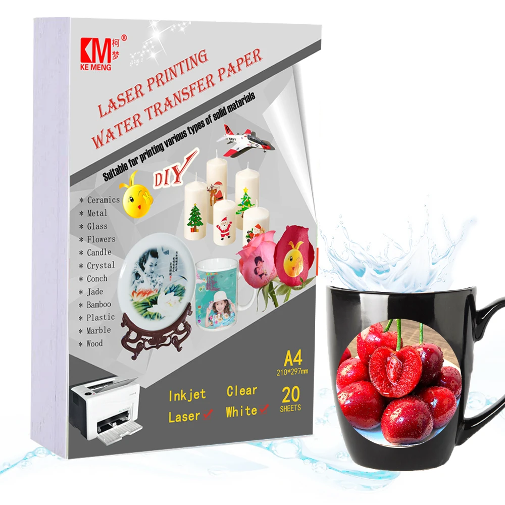 

Waterslide Decal transfer paper Laser Clear white Transparent Printable Water Slide A4 for DIY Decals Gift Crafts Cera