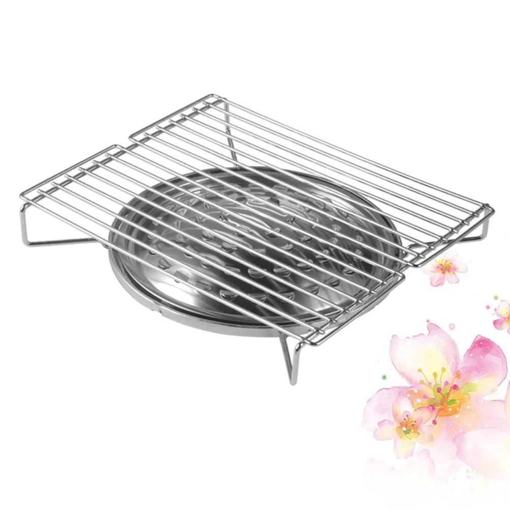 

Stainless Steel Baking Pans BBQ Portable Grill Barbecue 28.5x23.5x4cm Silver Travel