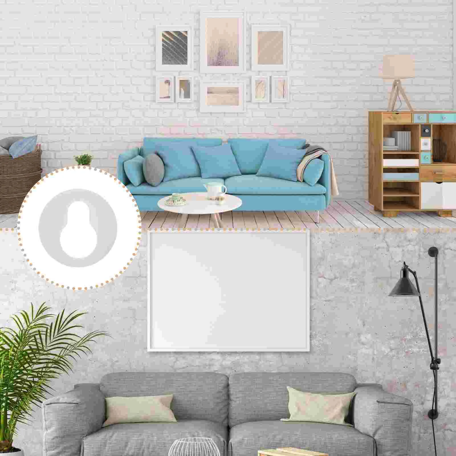 

Keyhole Hanger Frame Hangers Round Hanging Picture Photo Plastic Hook Single Photos Plate Bracket Hardwall