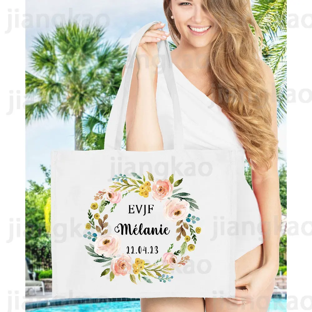 Personalized EVJF Bridesmaid Tote Bags Custom Name Maid of H
