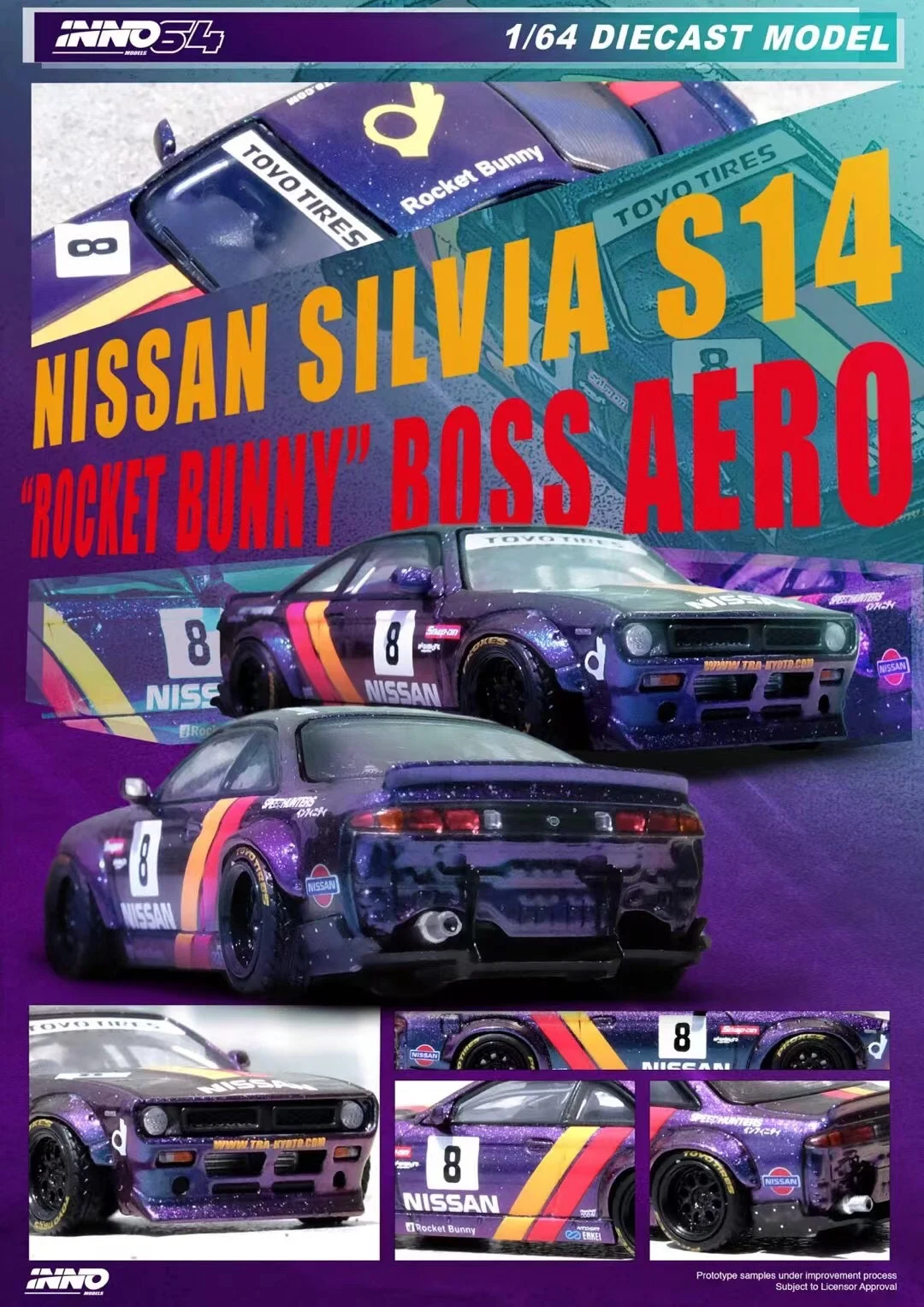 INNO64 модель 1:64 Nissan SILVIA S14 ROCKET BUNNY