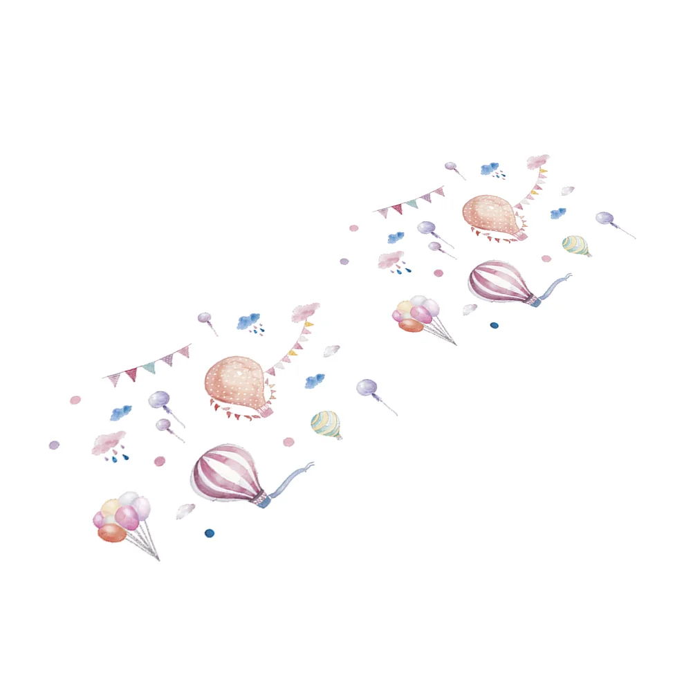 

2 Sheets Cartoon Wall Stickers Kids Room Hot Air Balloon Decals Indoor Stickers