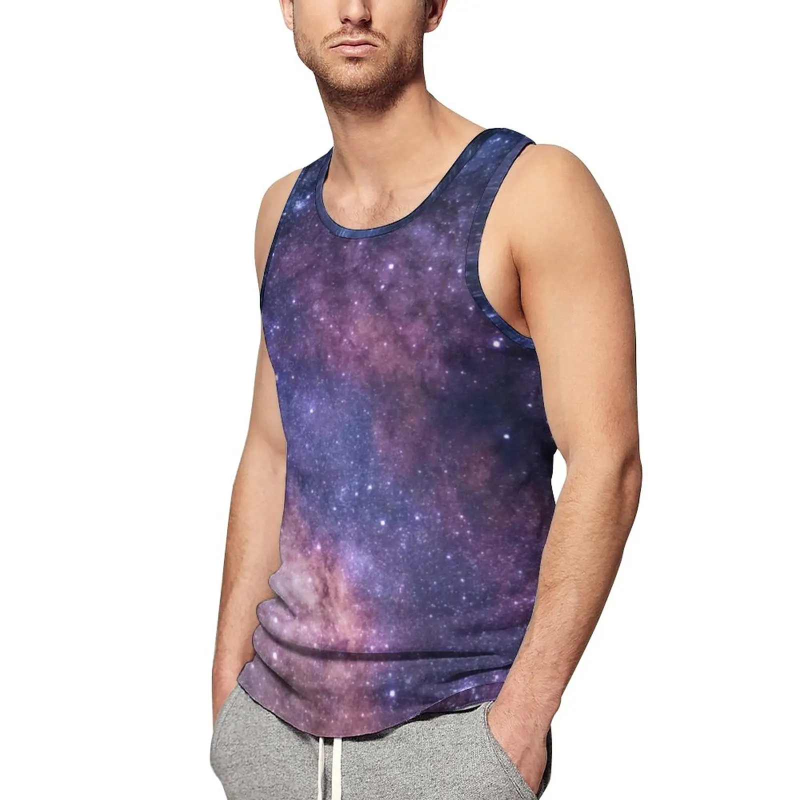 

Galaxy Star Print Tank Top Nebula Planets Stars Fashion Tops Summer Gym Males Pattern Sleeveless Vests Large Size 4XL 5XL