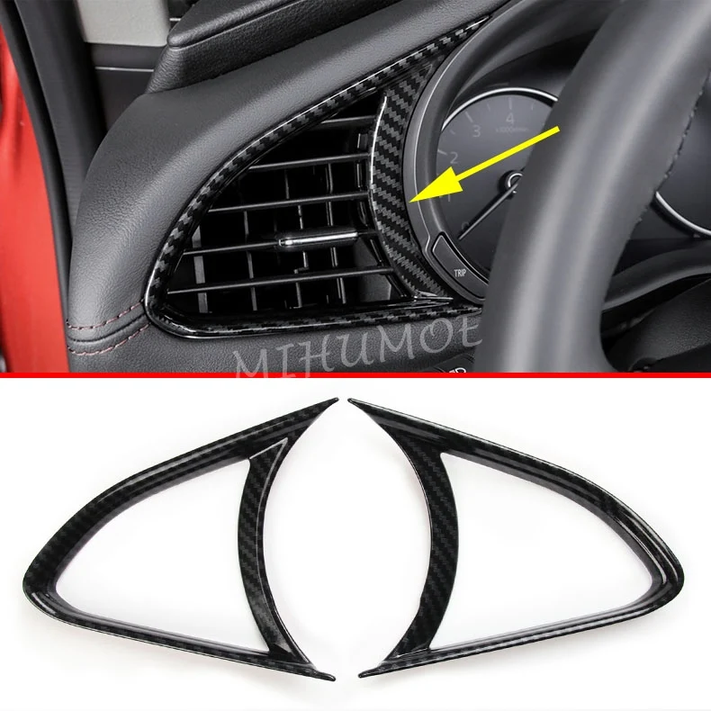 

Для 2019-2024 Mazda 3 BP Автомобильная Передняя панель кондиционирования воздуха решетка вентиляционного отверстия рама крышка отделка Аксессуары для салона из углеродного волокна