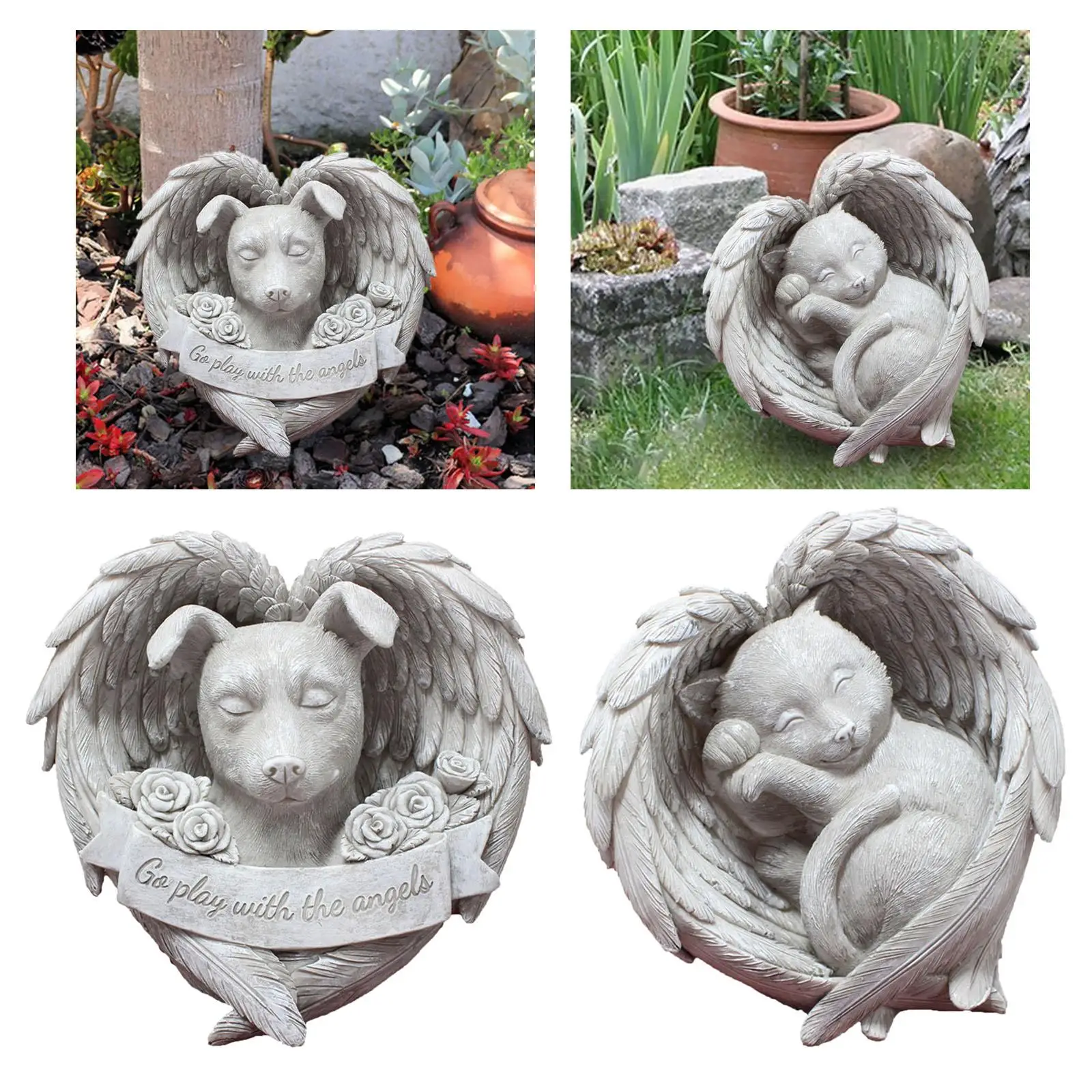 Pet Memorial Stone Collection in Memory of Lost Sympathy Gift Sturdy Sleeping Statue for Garden Outdoor Backyard
