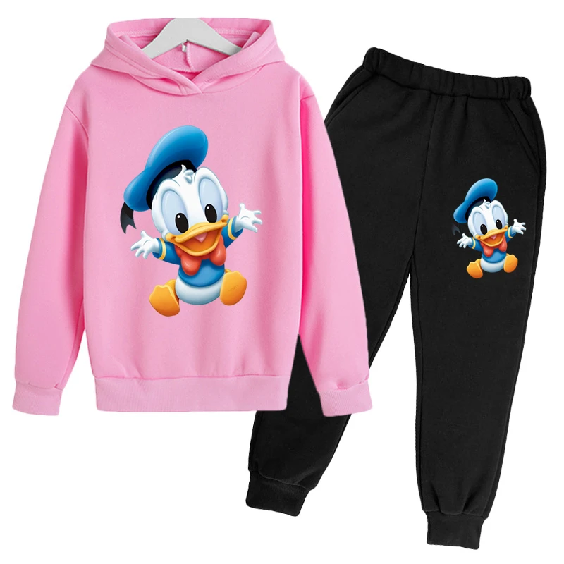 

2022 Disney Print Pullover Fashion Casual Clothing Fun Mickey Mouse Hoodie Donald Duck Cartoon Sports Set For Boys And Girls