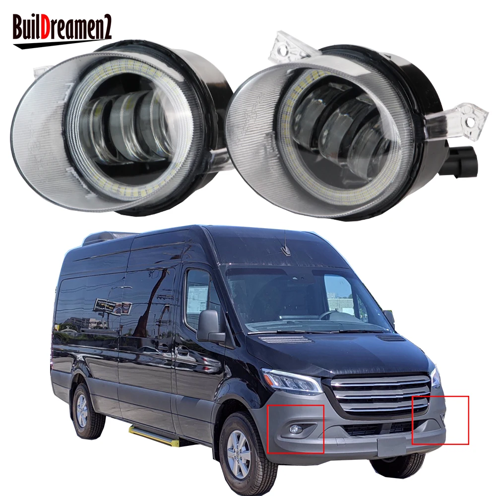 2 X противотуманная лампа в сборе, дневные ходовые огни «ангельские глазки» для Mercedes Benz Sprinter W907 W910 2019 2020 2021 2022