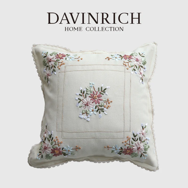 

Винтажная Весенняя Цветочная поясничная наволочка DAVINRICH в викторианском стиле, потрепанная зеркальная прямоугольная наволочка с бахромой из бисера, 30x50 см