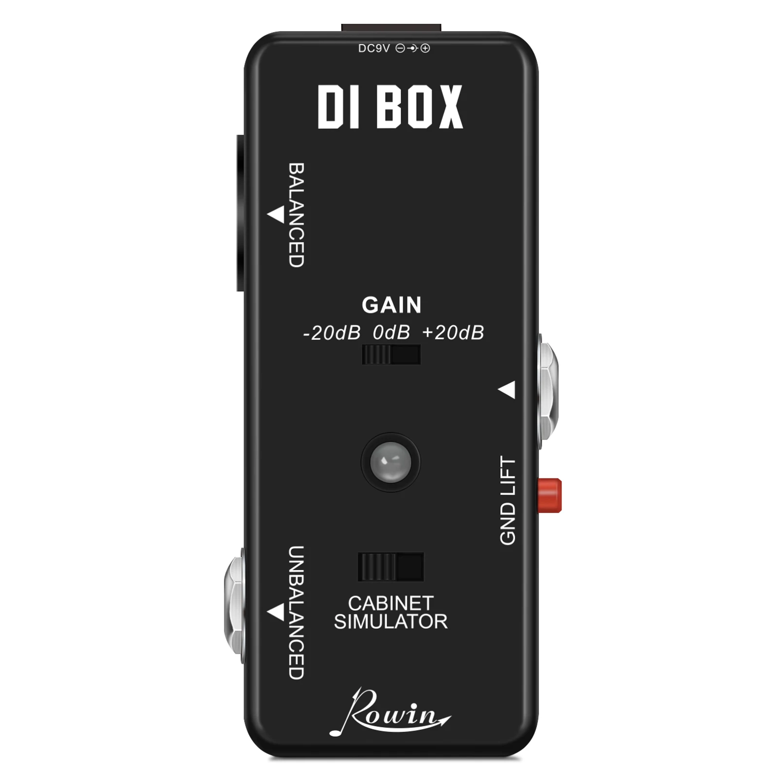 Rowin LEF-331 Direct Box Guitar Bass Passive DI Box With Cabinet Simulator 1/4 and XLR Ture Bypass Full Metal Case