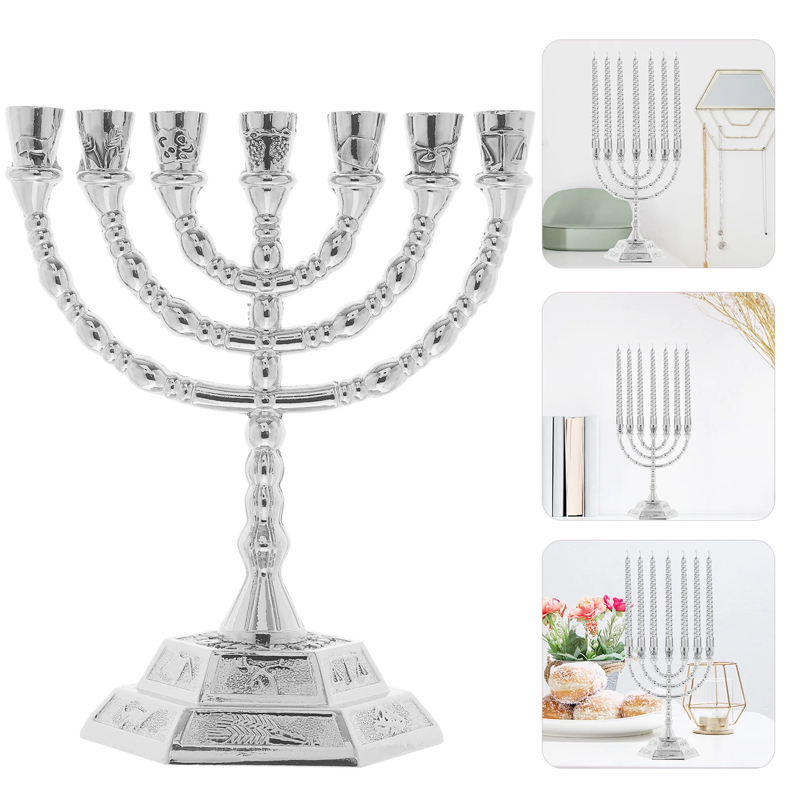 

Party Candlestick Ornaments Desktop Ornaments Dining Table Decor Menorah 7-arm Candlestick Ornaments Dining Room Table Decor