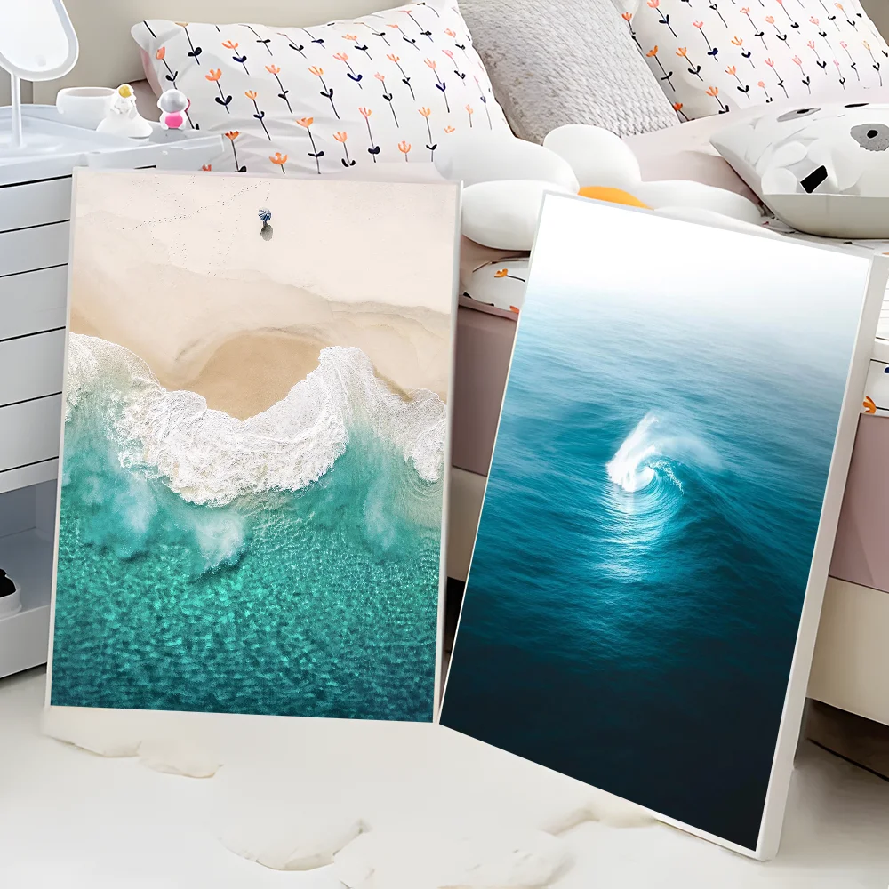 Художественный Постер Beach Ocean Wave - Самоклеящаяся Белая Бумага Современный Стиль