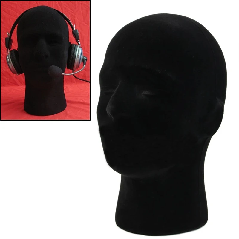 1PC Flocking Styrofoam Foam men and women Black Head Mannequin Fashion head mold for Dummy Display Model Hat Jewelry Wig