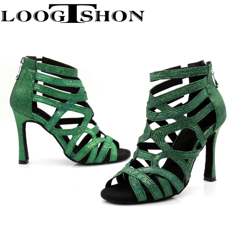 Loogtshon Dance Shoes for Women Ballroom Latin shoes Ladies Modern Tango Dancing Performance Shoes Salsa Sandals 7.5CM Heel