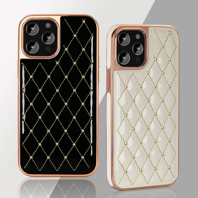 

3D Luxury Diamond Cover For iphone 13 12 11Pro Max Electroplating Business Texture Shock Proof Soft Mobile Phone Case