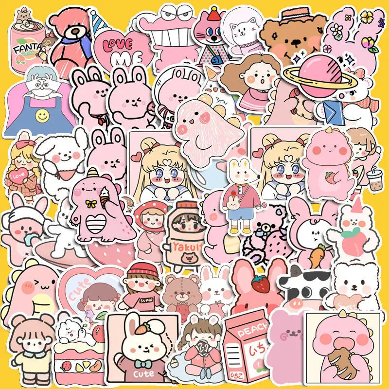 

50 White Peach Soda Cute Stickers Ins Wind Decoration Hand Ledger Mobile Phone Water Cup Korean Waterproof Stickers