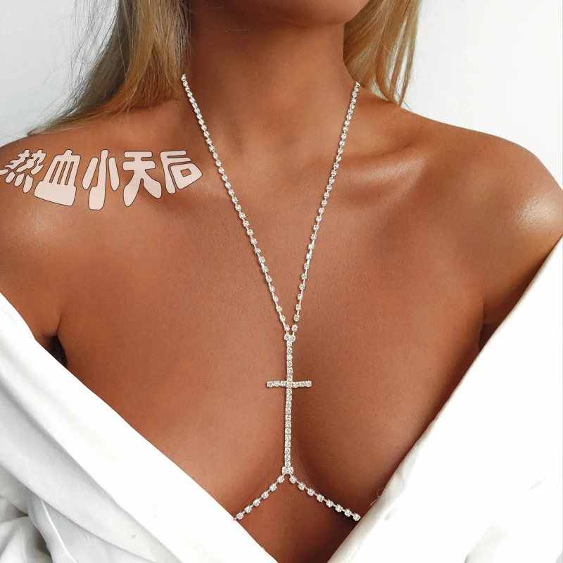 

Cross Rhinestone body necklace is adjustable and versatile