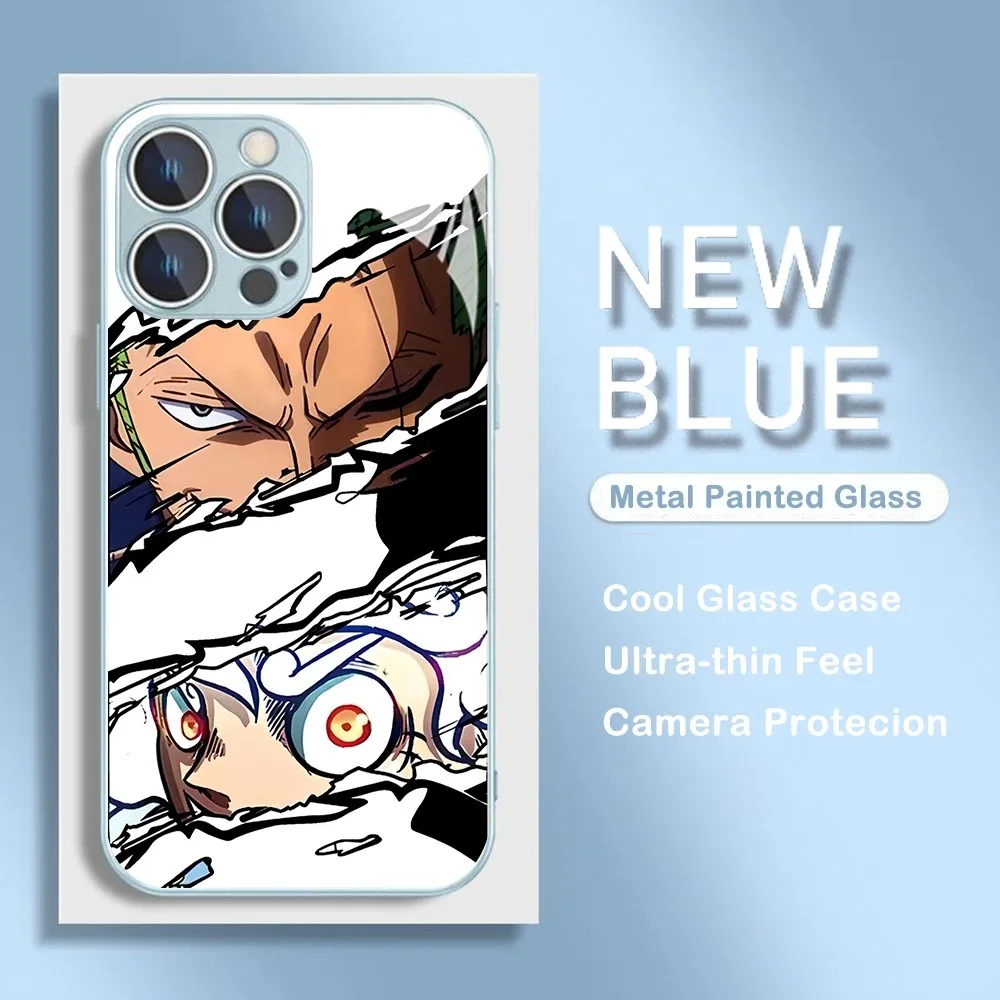 Anime Ones Pieces Luffy Zoro Metallic-Color Phone Case For SamsungA 21 22 23 24 30 32 33 34 51 52 53 54 71 72 73 5G Glass Hard