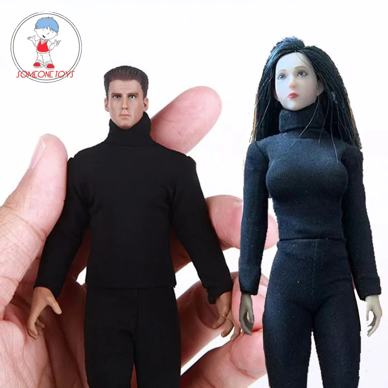 TBLeague 1:12 Soldiers Women Sneak Suit Men Tights Leggings Black Long Sleeve Pants Models for 6 Inch Action Doll Clothes
