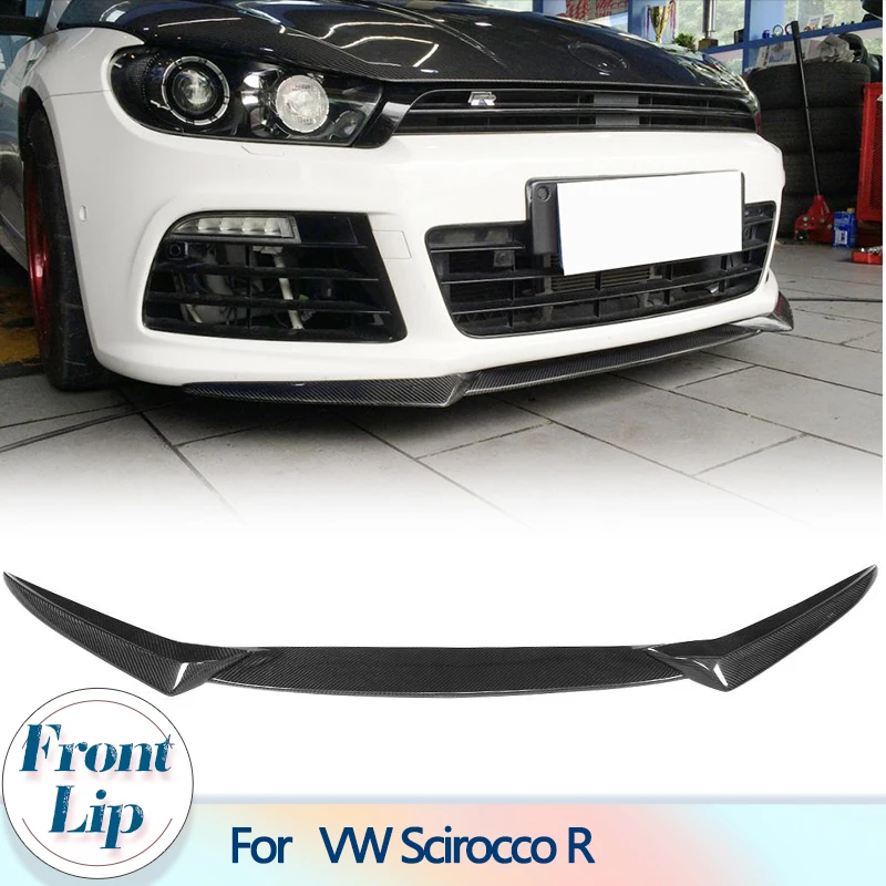 w przednim zderzaku do Volkswagena VW Scirocco R 2009-2014 Niestandardowy ochraniacz podbródka z włókna węglowego samochodów wyścigowych