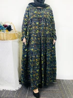 muslim abayas for women dubai 2022 spring abaya femme musulman robe longue turkey islam dress o neck long sleeve floral dresses