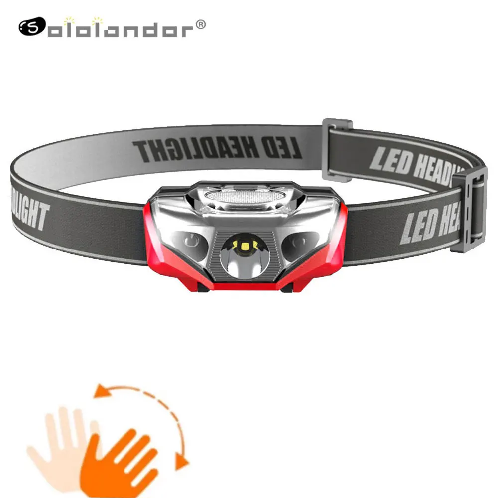 

800LM Sensor XPE LED Headlight 100M Distance 14500 Battery USB Headlamp Lantern Camping Hunting Fishing White Light Head Torch