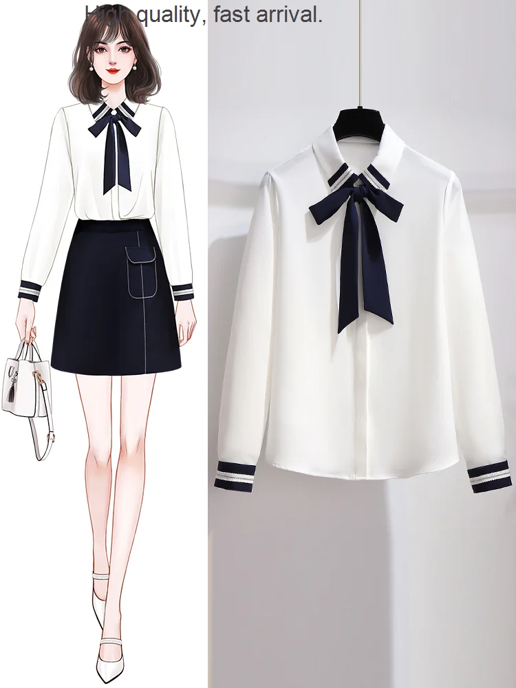 

Рубашка женская белая дизайнерская нишевая Осенняя новая ранняя Осенняя модель стандартного топа белое платье женская одежда