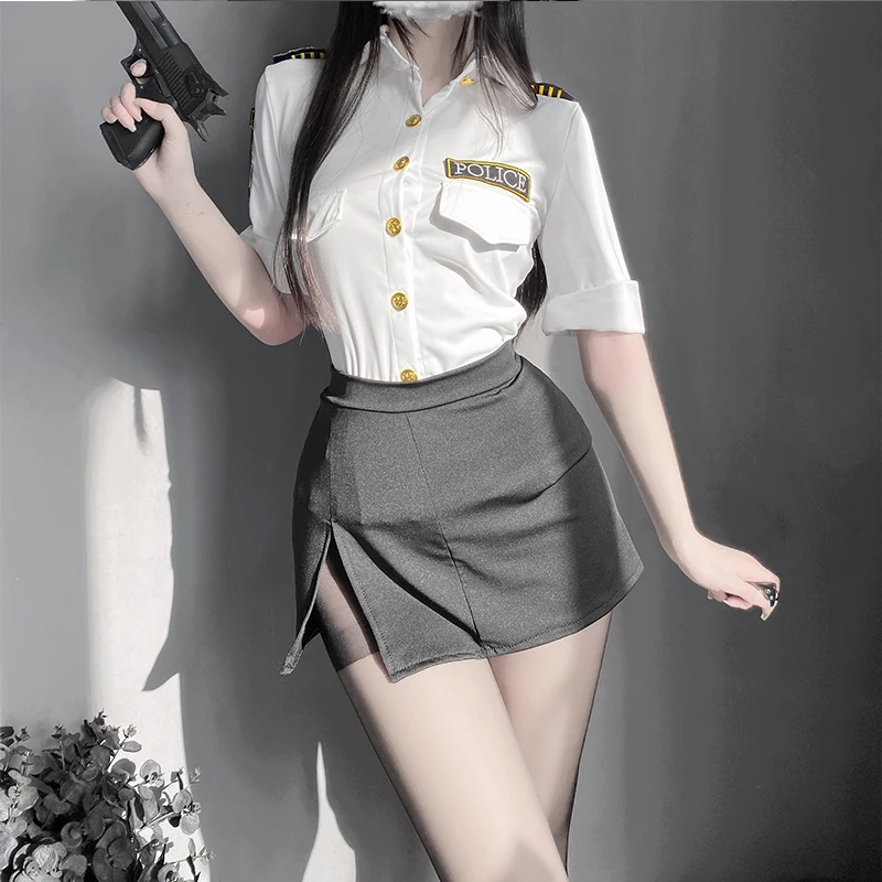 

Cosplay Policewoman Uniform Mini Short Skirt Sexy Lingerie Perspective Police Costume Game Outfit Roleplay Erotic Clothing Suit