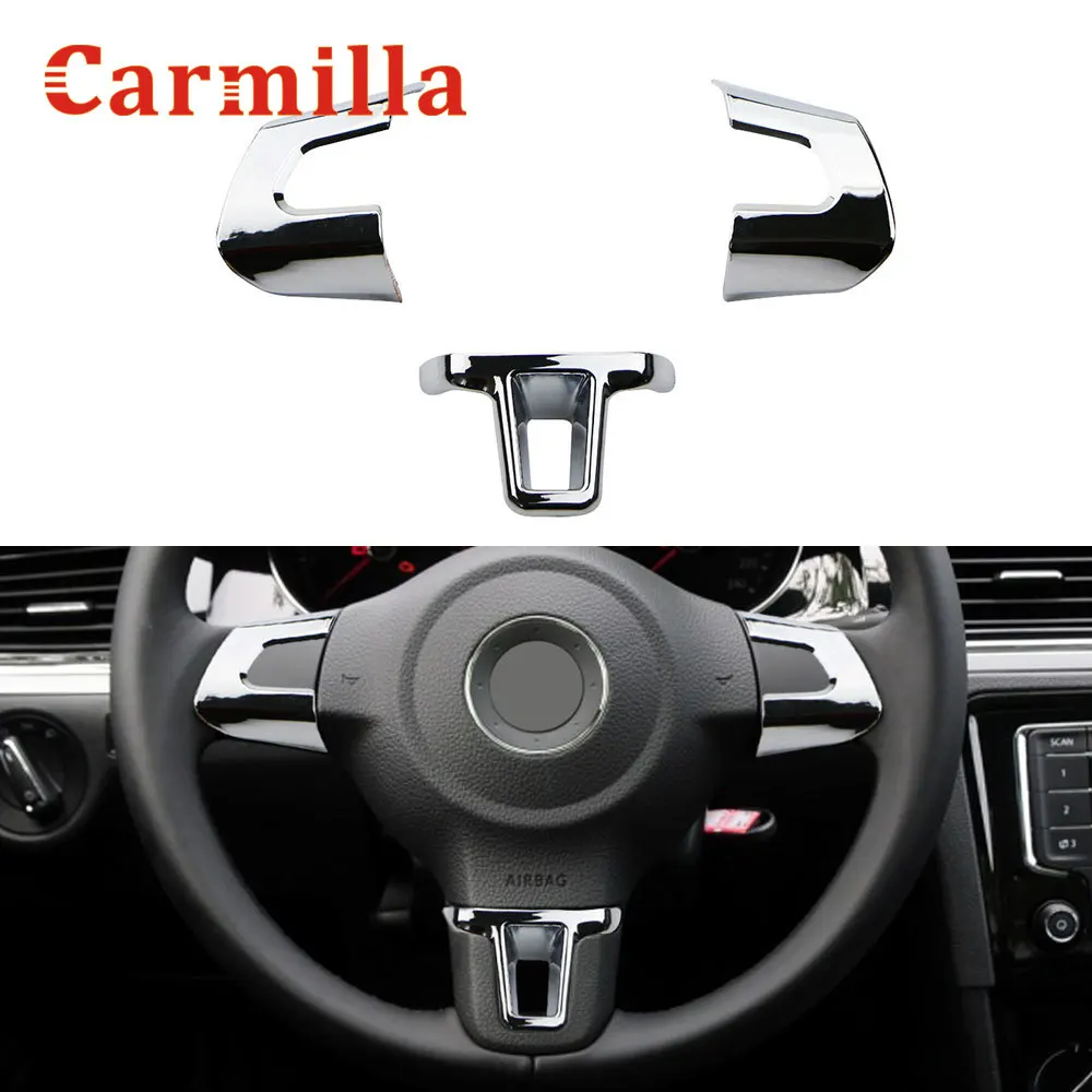

ABS Chrome Steering Wheel Cover Sticker Case for Volkswagen VW GOLF 6 MK6 POLO JETTA MK5 MK6 Bora Car Styling Trim Accessories