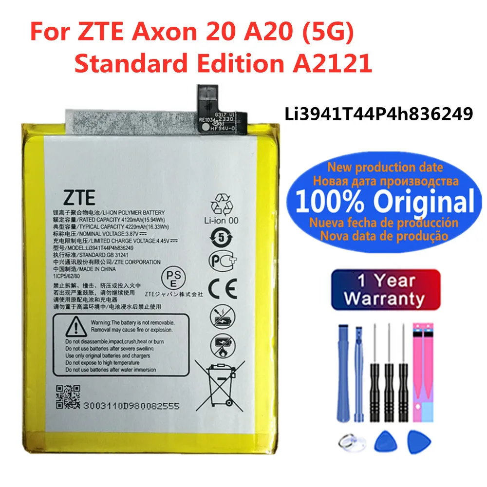 4220 мАч оригинальный аккумулятор Li3941T44P4h 836249 Для ZTE Axon 20 A20 5G Standard Edition A2121