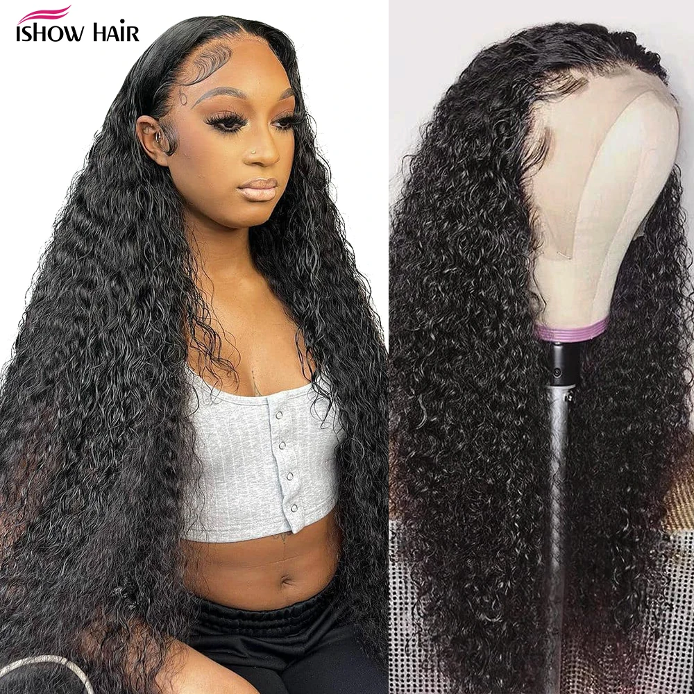 Ishow дешевые вьющиеся человеческие волосы парики для женщин 4x4 на сетке 8-26 дюймов T