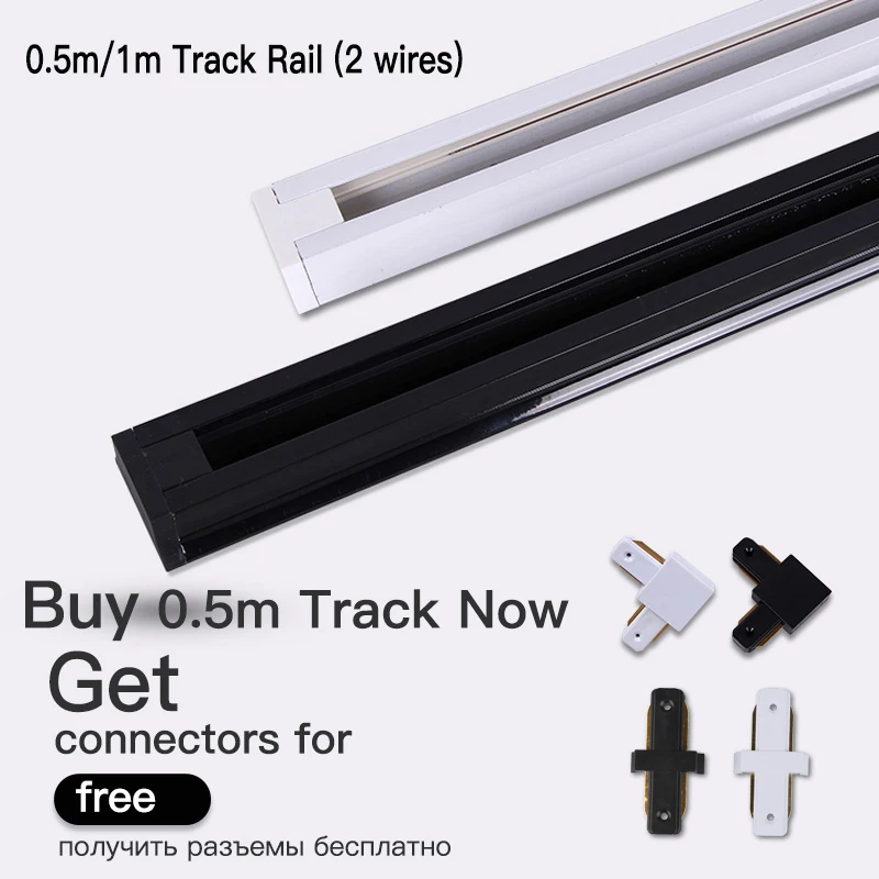 0.5M 1M Led Track Rail 220V Aluminum Led Track Light Rails Straight/L Shape Connectors for Track Rail Spotlight Track Lighting