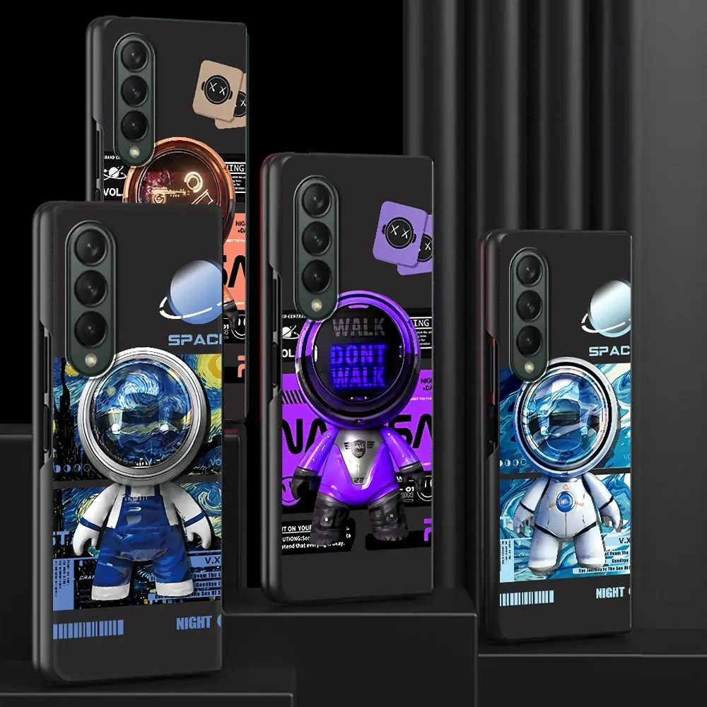

Cute Big Head Mini Astronaut For Samsung Galaxy Z Fold 4 5G Case Z Fold 3 Hard Phone Funda for ZFold4 Black Cover ZFold3 Coque