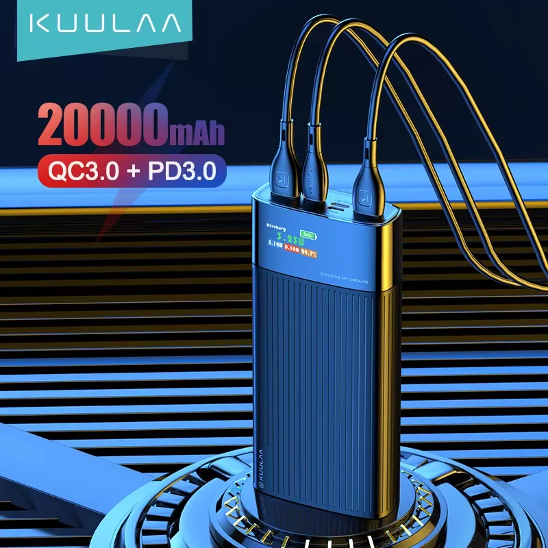 

2022NEW KUULAA Digital Display Power Bank 20000mAh QC PD 3.0 PoverBank Fast Charging PowerBank 20000 mAh USB External Battery Ch