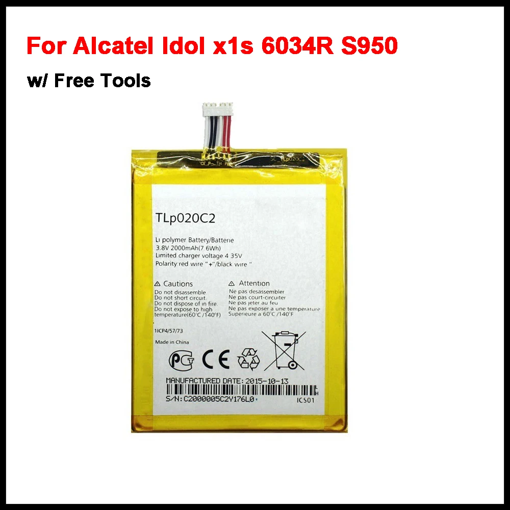 

Original TLP020C1 TLP020C2 2000mAh Battery For Alcatel Idol x1s 6034R S950 Idol x 6037y 6040x 6032 TCL S950 Smart Phone